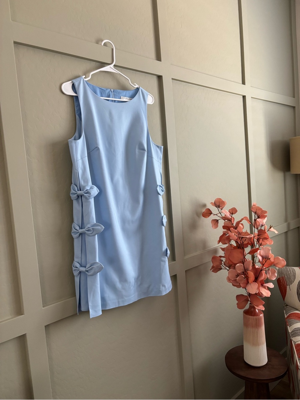 Trina Turk Arlette pastel blue mini dress w side bow details Sz 10 M - Picture 9 of 9
